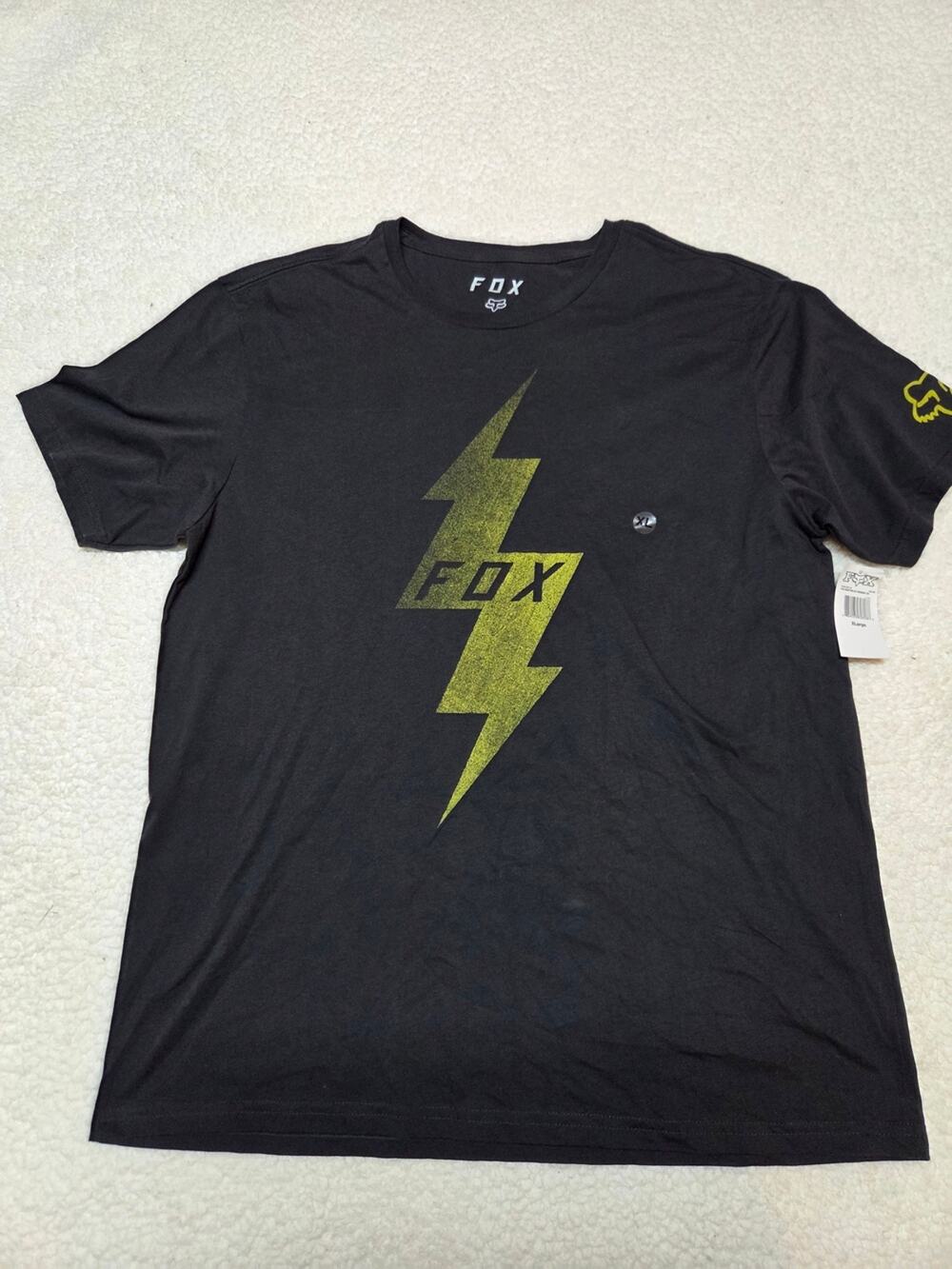 Fox Black Short-Sleeve Tee with Yellow Lightning Bolt Graphic